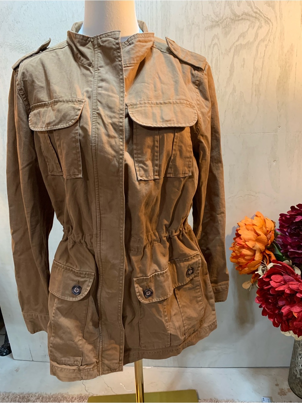 Target Women's Tan Utility Jacket with Front Flap Pockets